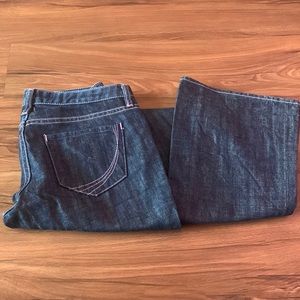 Paper Denim & Cloth Barbie dark blue with pink stitching bellbottom jeans